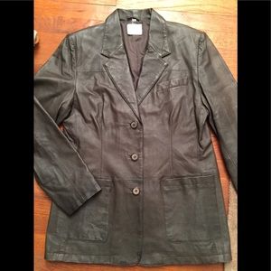 Napa Leather Blazer Dark Brown sz Small NWOT